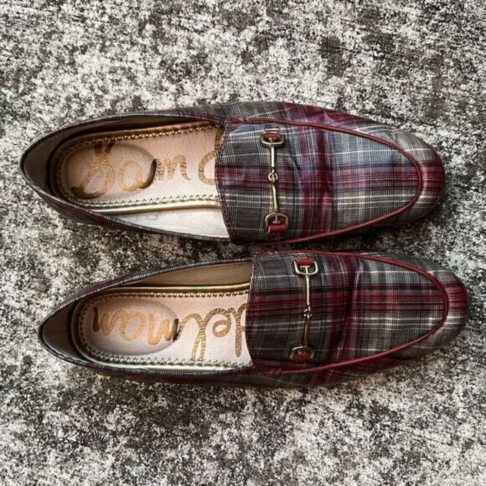 Sam Edelman Women's Loraine Bit Loafer Almond‎ Toe Leather Plaid Multicolor 6.5M
